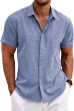 COOFANDY MEN’S CASUAL LINEN BUTTON DOWN SHIRT - Image 3