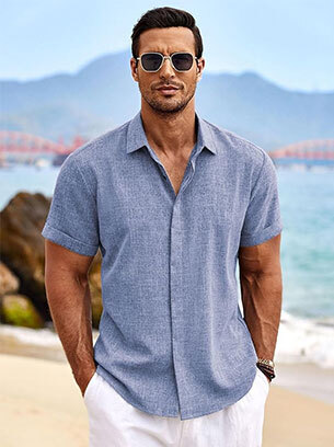 COOFANDY MEN’S CASUAL LINEN BUTTON DOWN SHIRT